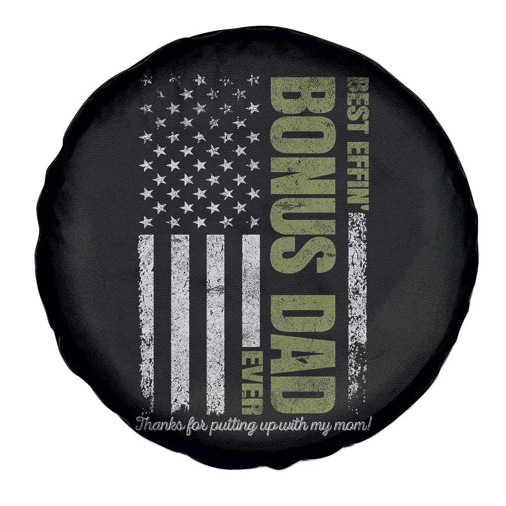 Best Effin Bonus Dad Ever Spare Tire Cover Vintage Step Dad American Flag TS10 Print Your Wear