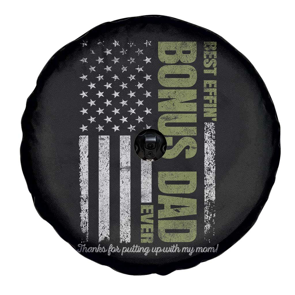 Best Effin Bonus Dad Ever Spare Tire Cover Vintage Step Dad American Flag TS10 Print Your Wear