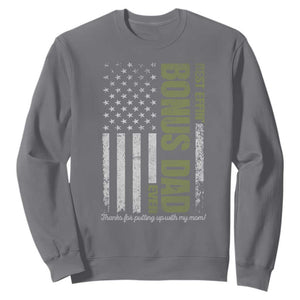 Best Effin Bonus Dad Ever Sweatshirt Vintage Step Dad American Flag TS10 Charcoal Print Your Wear
