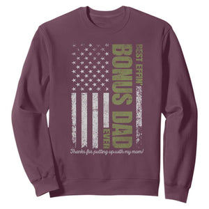 Best Effin Bonus Dad Ever Sweatshirt Vintage Step Dad American Flag TS10 Maroon Print Your Wear
