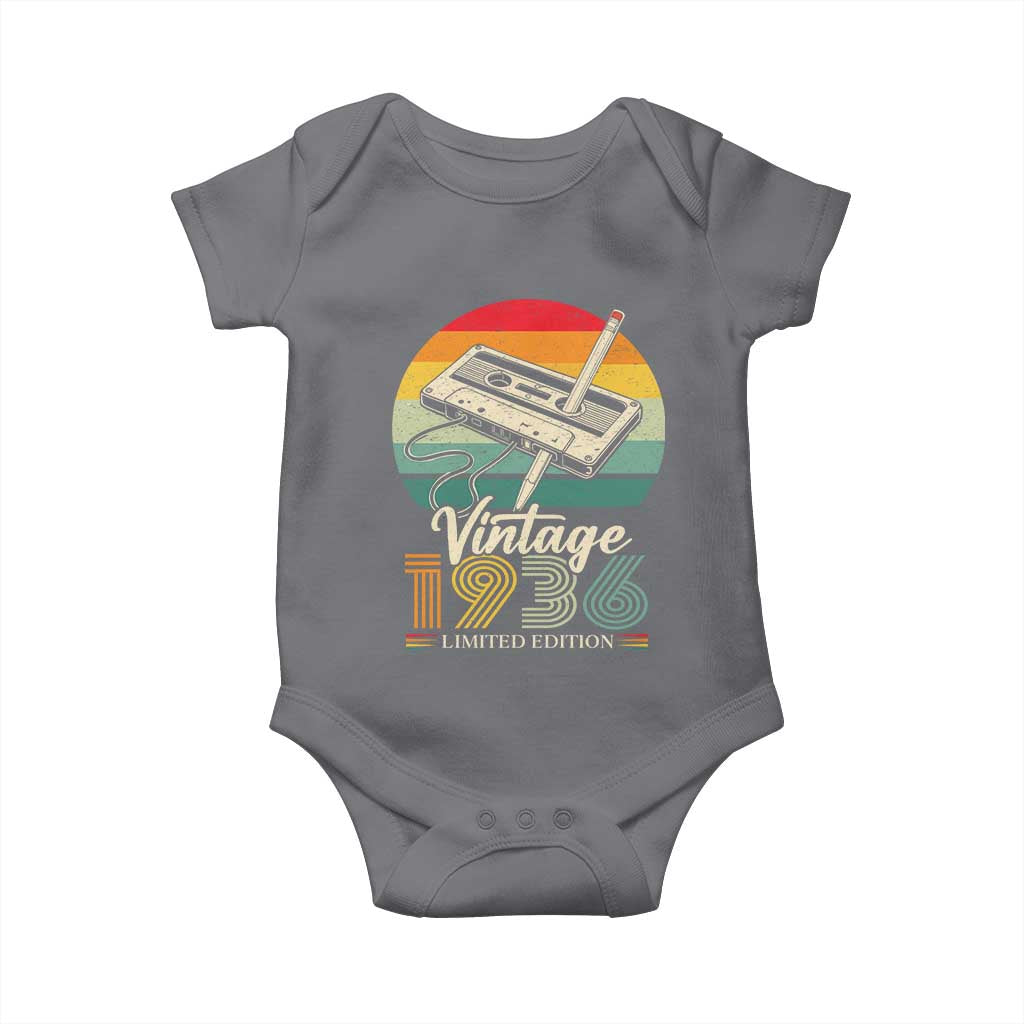 Vintage 1936 Baby Onesie 90th Birthday Turning 90 Year Old Gifts TS10 Charcoal Print Your Wear