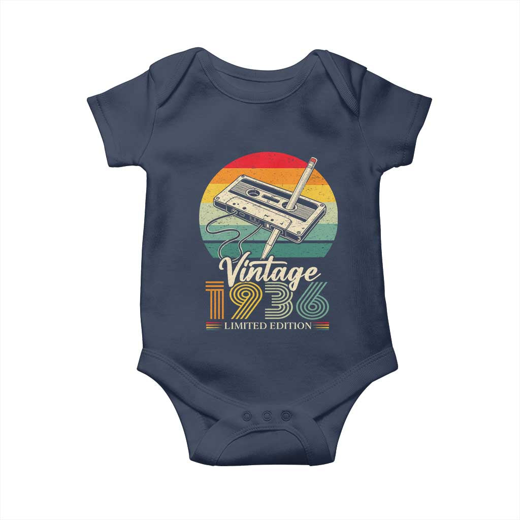 Vintage 1936 Baby Onesie 90th Birthday Turning 90 Year Old Gifts TS10 Navy Print Your Wear
