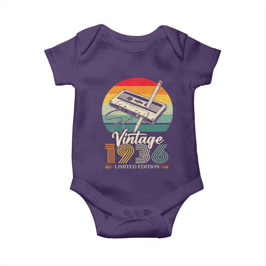 Vintage 1936 Baby Onesie 90th Birthday Turning 90 Year Old Gifts TS10 Purple Print Your Wear