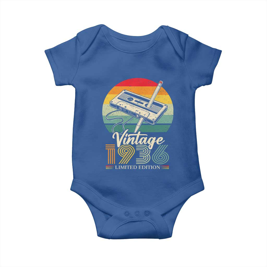 Vintage 1936 Baby Onesie 90th Birthday Turning 90 Year Old Gifts TS10 Royal Blue Print Your Wear