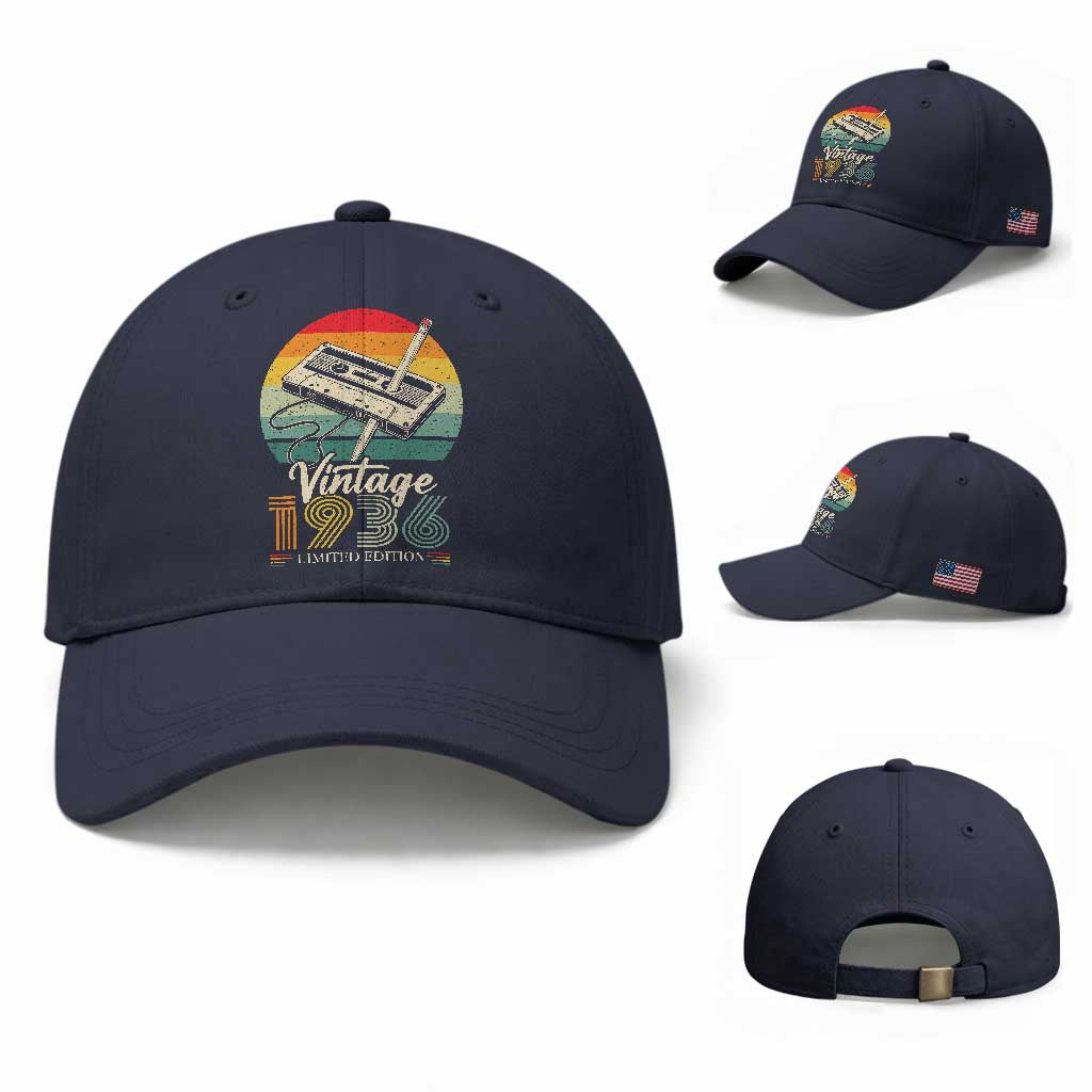 Vintage 1936 Baseball Cap 90th Birthday Turning 90 Year Old Gifts TS10 Baseball Cap Universal Fit Navy Print Your Wear
