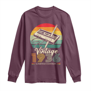Vintage 1936 Long Sleeve Shirt 90th Birthday Turning 90 Year Old Gifts TS10 Maroon Print Your Wear