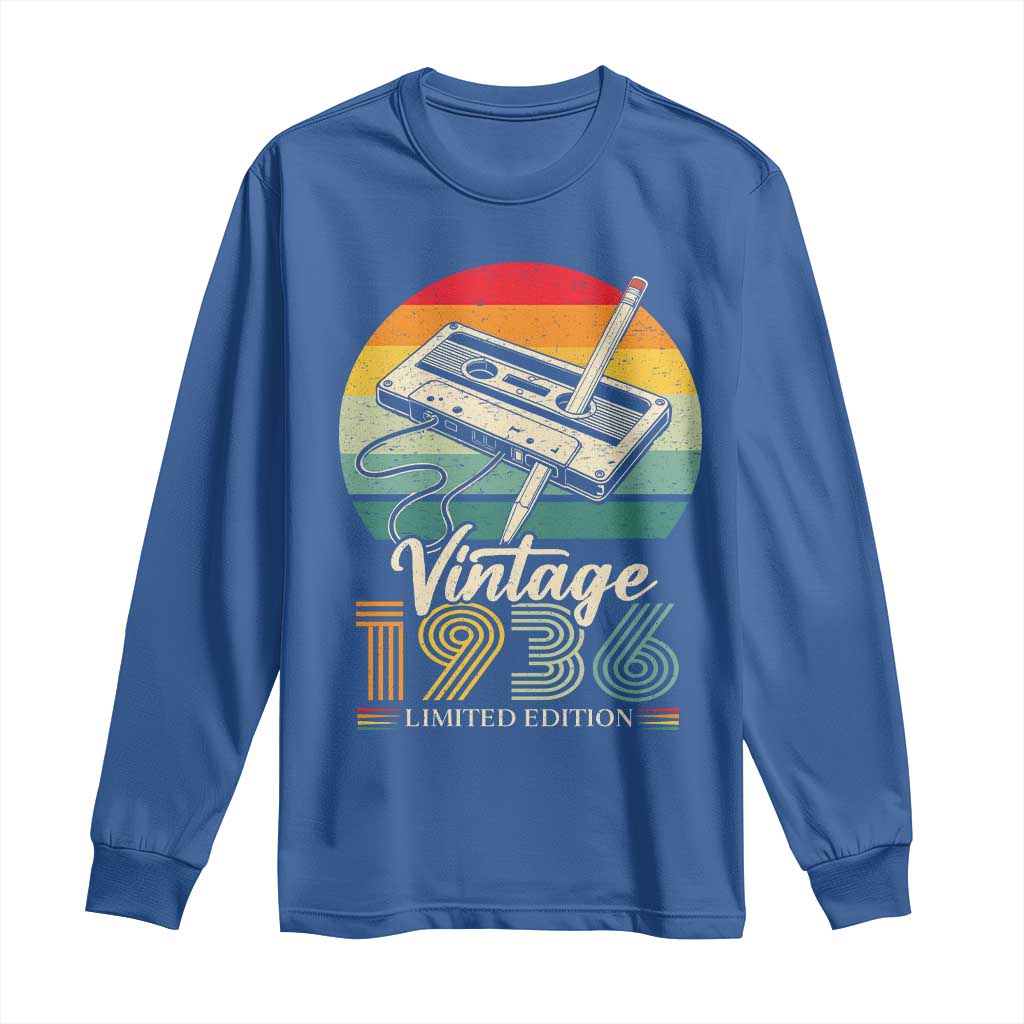 Vintage 1936 Long Sleeve Shirt 90th Birthday Turning 90 Year Old Gifts TS10 Royal Blue Print Your Wear