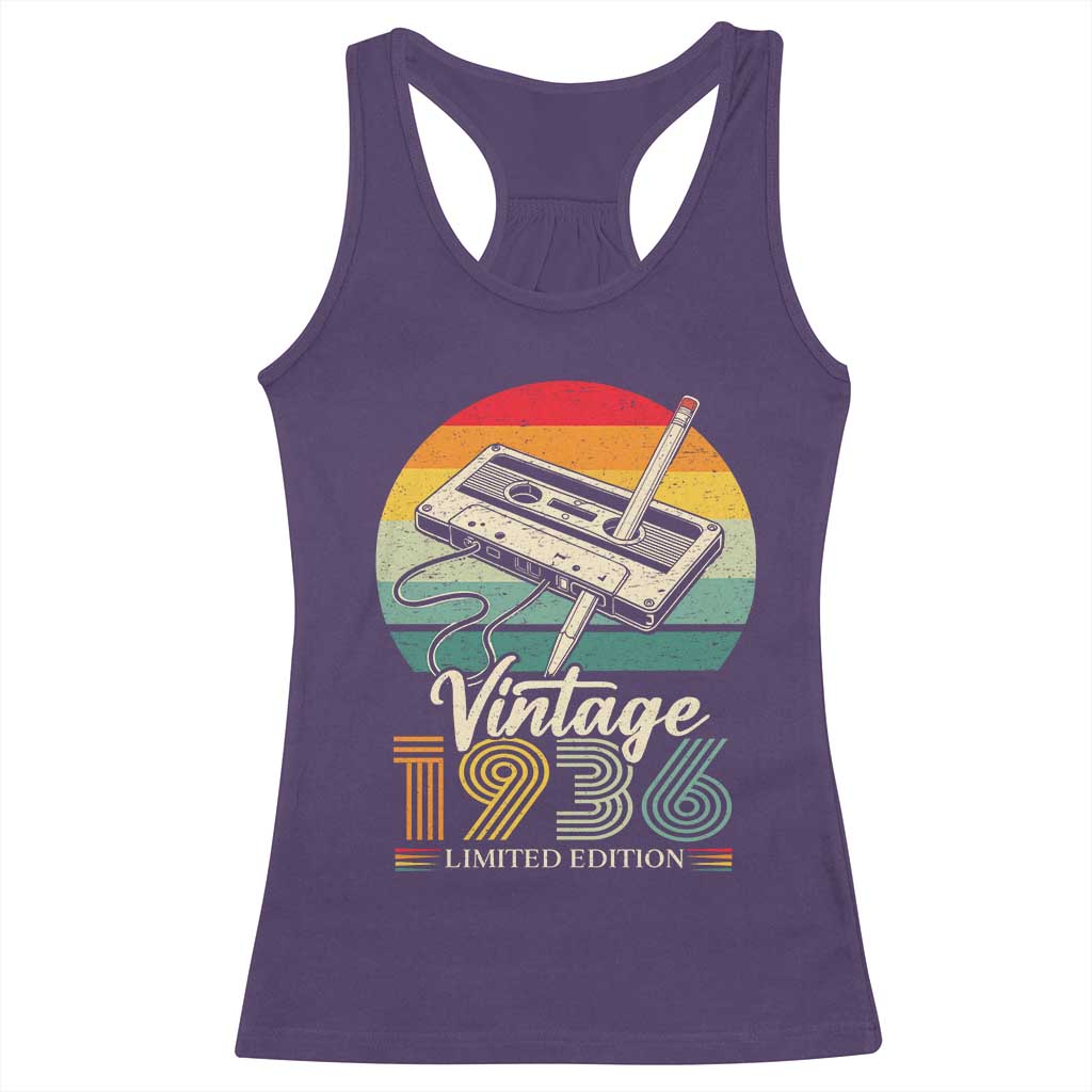 Vintage 1936 Racerback Tank Top 90th Birthday Turning 90 Year Old Gifts TS10 Purple Print Your Wear