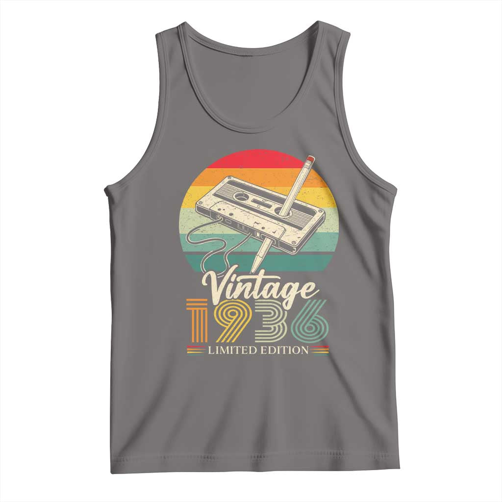 Vintage 1936 Tank Top 90th Birthday Turning 90 Year Old Gifts TS10 Deep Heather Print Your Wear