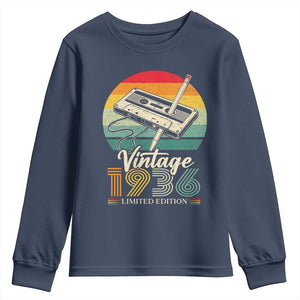 Vintage 1936 Youth Sweatshirt 90th Birthday Turning 90 Year Old Gifts TS10 Navy Print Your Wear