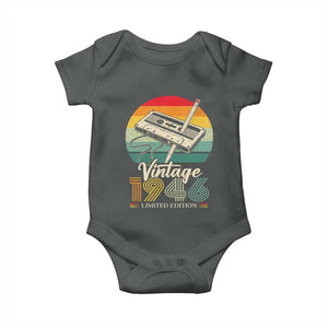 Vintage 1946 Baby Onesie 80th Birthday Turning 80 Year Old Gifts TS10 Dark Heather Print Your Wear