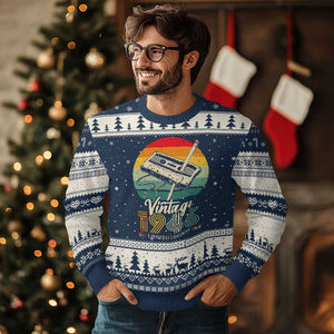 Vintage 1946 Ugly Christmas Sweater 80th Birthday Turning 80 Year Old Gifts TS10 Navy Beige Print Your Wear