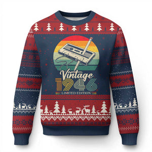 Vintage 1946 Ugly Christmas Sweater 80th Birthday Turning 80 Year Old Gifts TS10 Navy Red Print Your Wear