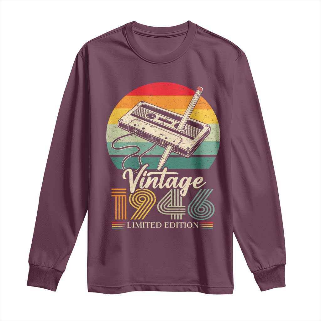 Vintage 1946 Long Sleeve Shirt 80th Birthday Turning 80 Year Old Gifts TS10 Maroon Print Your Wear