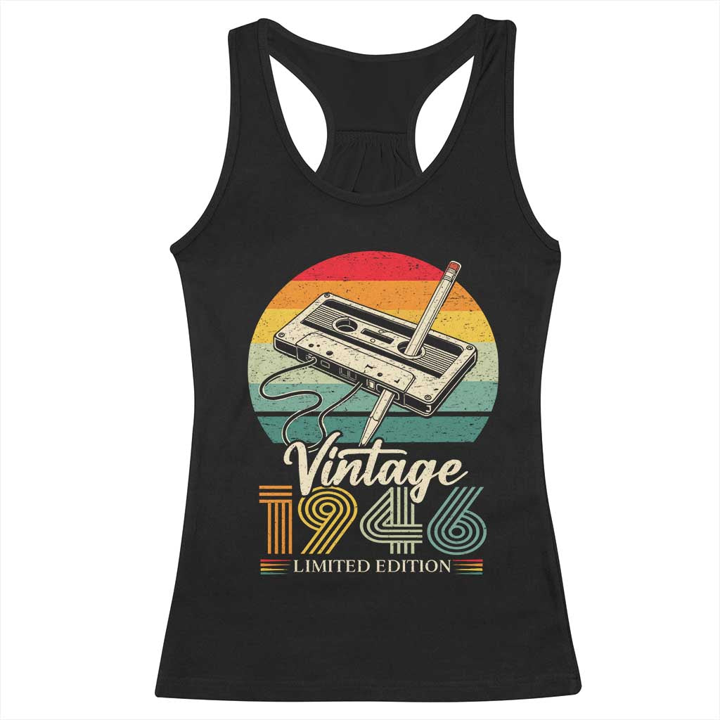 Vintage 1946 Racerback Tank Top 80th Birthday Turning 80 Year Old Gifts TS10 Black Print Your Wear