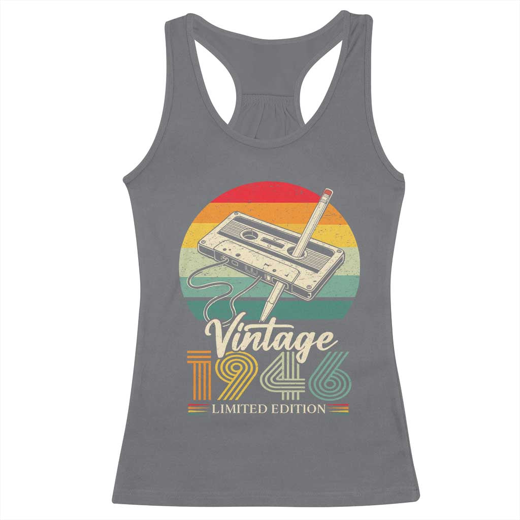 Vintage 1946 Racerback Tank Top 80th Birthday Turning 80 Year Old Gifts TS10 Charcoal Print Your Wear