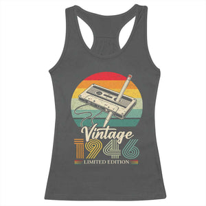 Vintage 1946 Racerback Tank Top 80th Birthday Turning 80 Year Old Gifts TS10 Dark Heather Print Your Wear
