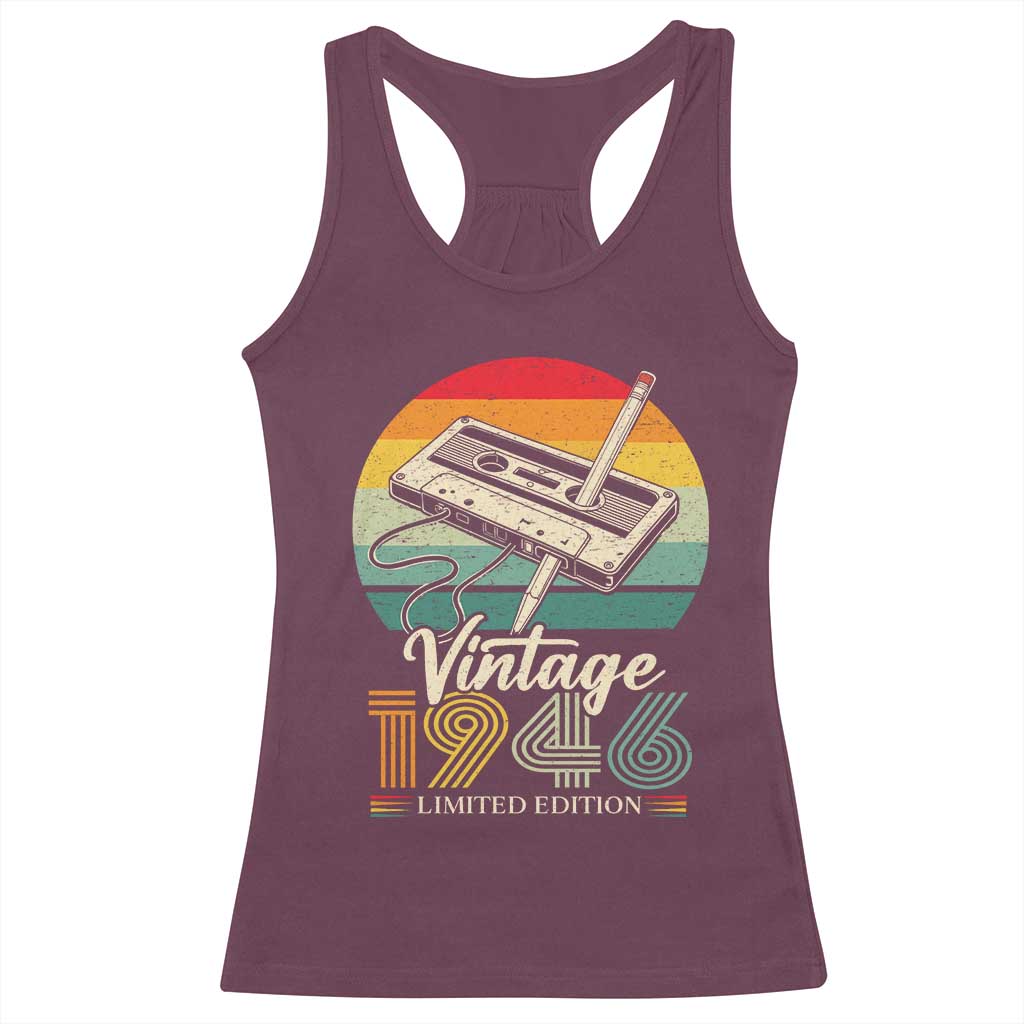 Vintage 1946 Racerback Tank Top 80th Birthday Turning 80 Year Old Gifts TS10 Maroon Print Your Wear