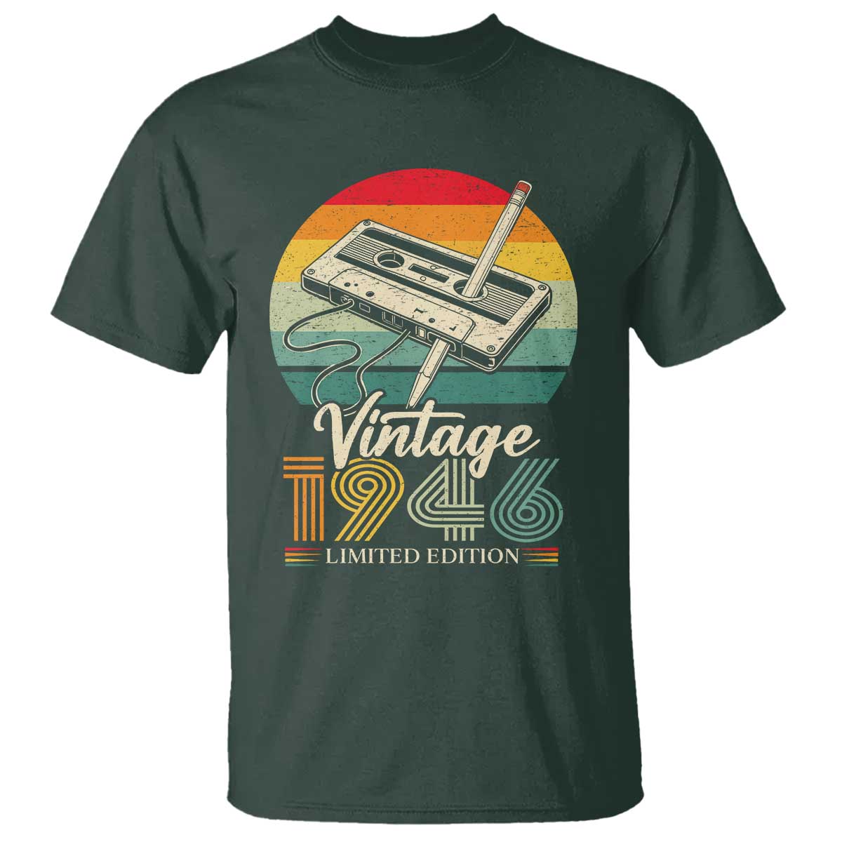 Vintage 1946 T Shirt 80th Birthday Turning 80 Year Old Gifts TS10 Dark Forest Green Print Your Wear