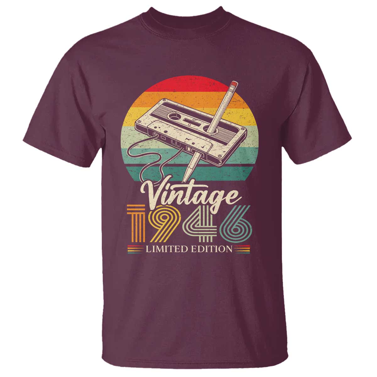 Vintage 1946 T Shirt 80th Birthday Turning 80 Year Old Gifts TS10 Maroon Print Your Wear