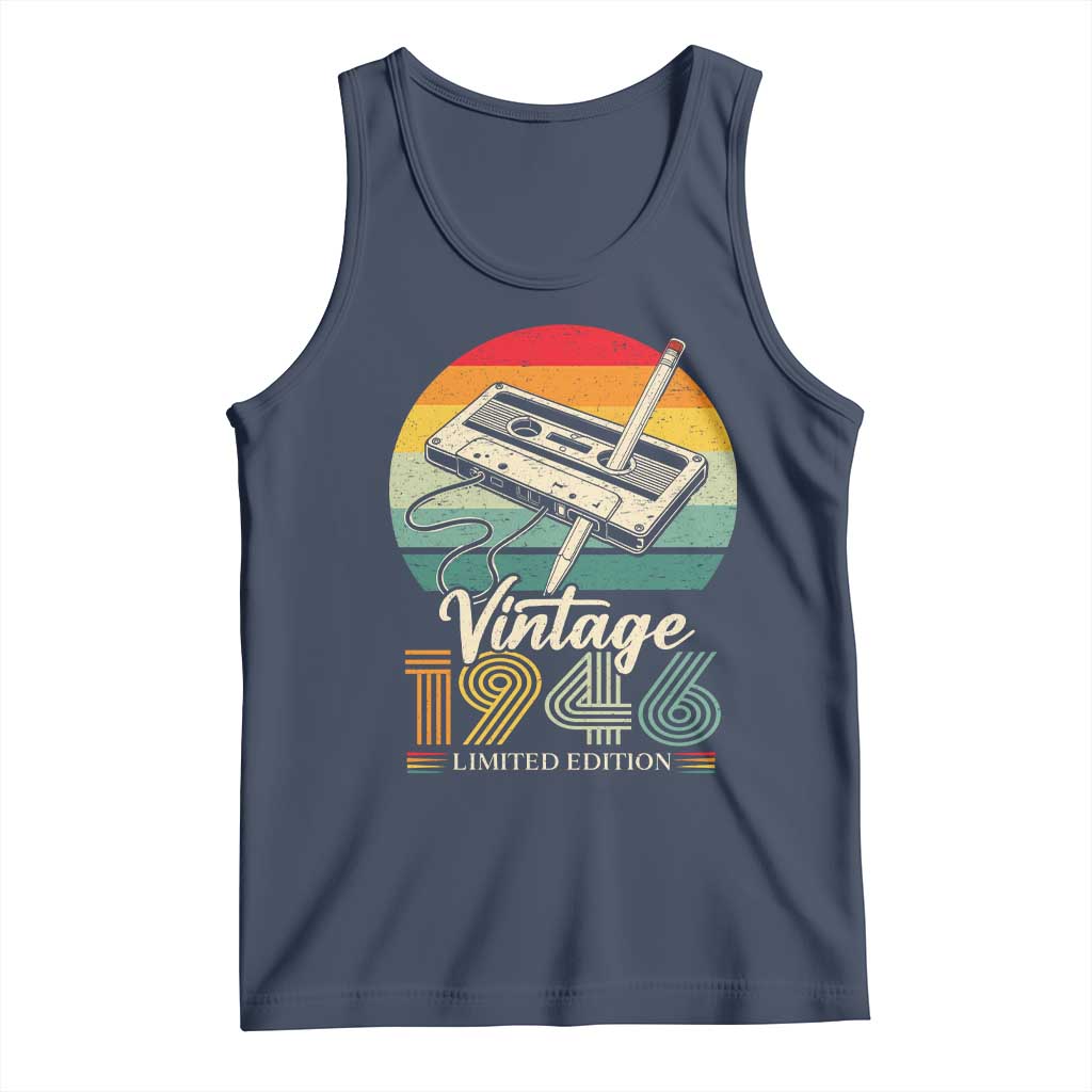 Vintage 1946 Tank Top 80th Birthday Turning 80 Year Old Gifts TS10 Navy Print Your Wear