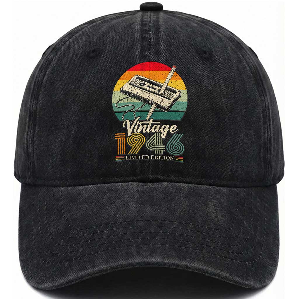 Vintage 1946 Washed Cotton Baseball Cap 80th Birthday Turning 80 Year Old Gifts TS10 Print Your Wear