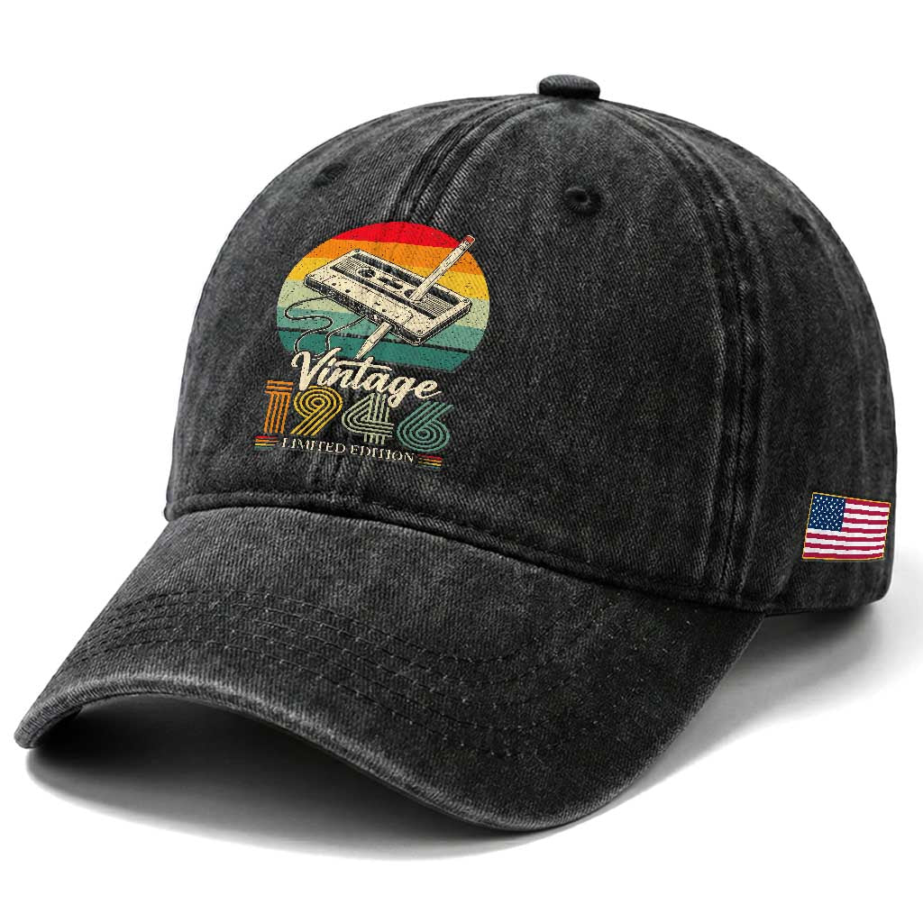 Vintage 1946 Washed Cotton Baseball Cap 80th Birthday Turning 80 Year Old Gifts TS10 Print Your Wear