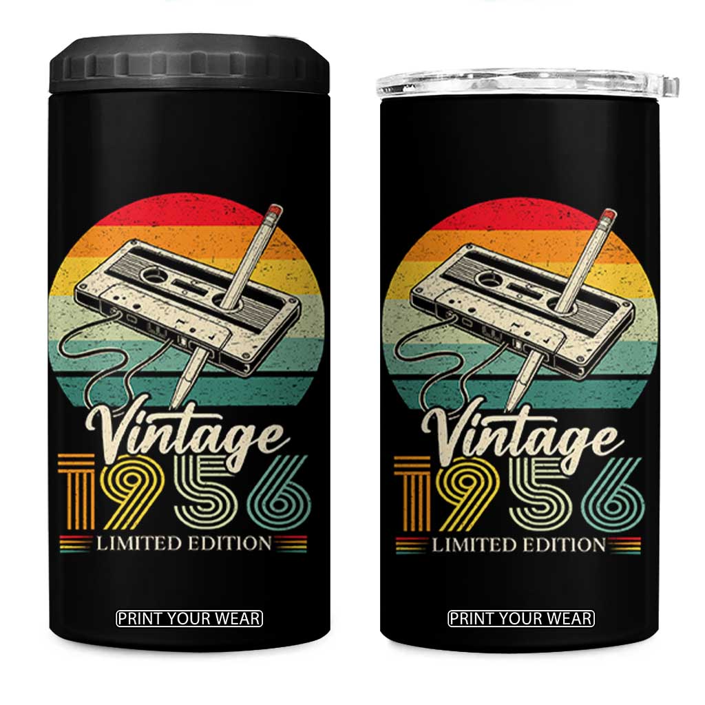 Vintage 1956 4 in 1 Can Cooler Tumbler 70th Birthday Turning 70 Year Old Gifts TS10 One Size: 16 oz Black Print Your Wear