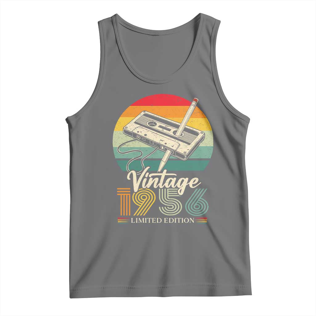 Vintage 1956 Tank Top 70th Birthday Turning 70 Year Old Gifts TS10 Black Heather Print Your Wear