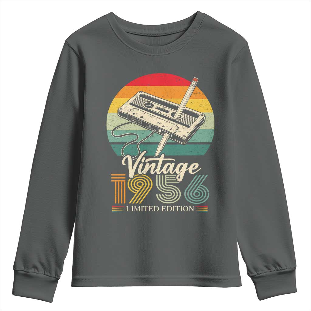 Vintage 1956 Youth Sweatshirt 70th Birthday Turning 70 Year Old Gifts TS10 Dark Heather Print Your Wear