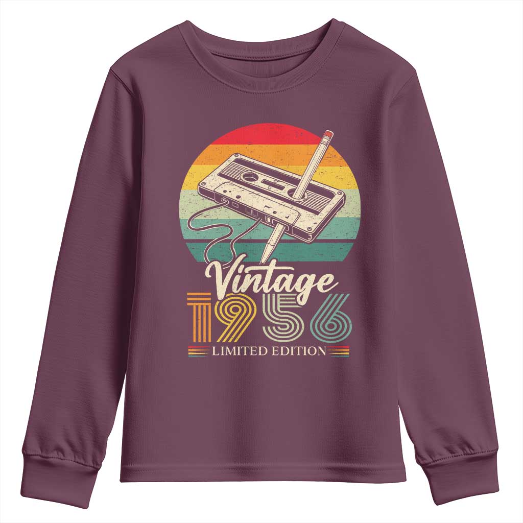 Vintage 1956 Youth Sweatshirt 70th Birthday Turning 70 Year Old Gifts TS10 Maroon Print Your Wear