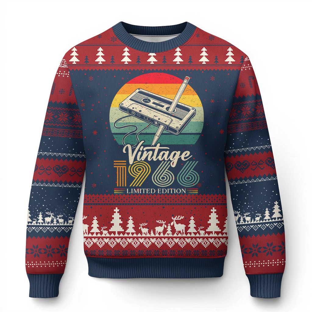 Vintage 1966 Ugly Christmas Sweater 60th Birthday Turning 60 Year Old Gifts TS10 Navy Red Print Your Wear
