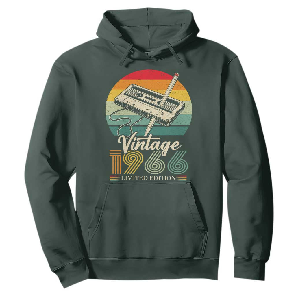 Vintage 1966 Hoodie 60th Birthday Turning 60 Year Old Gifts TS10 Dark Forest Green Print Your Wear