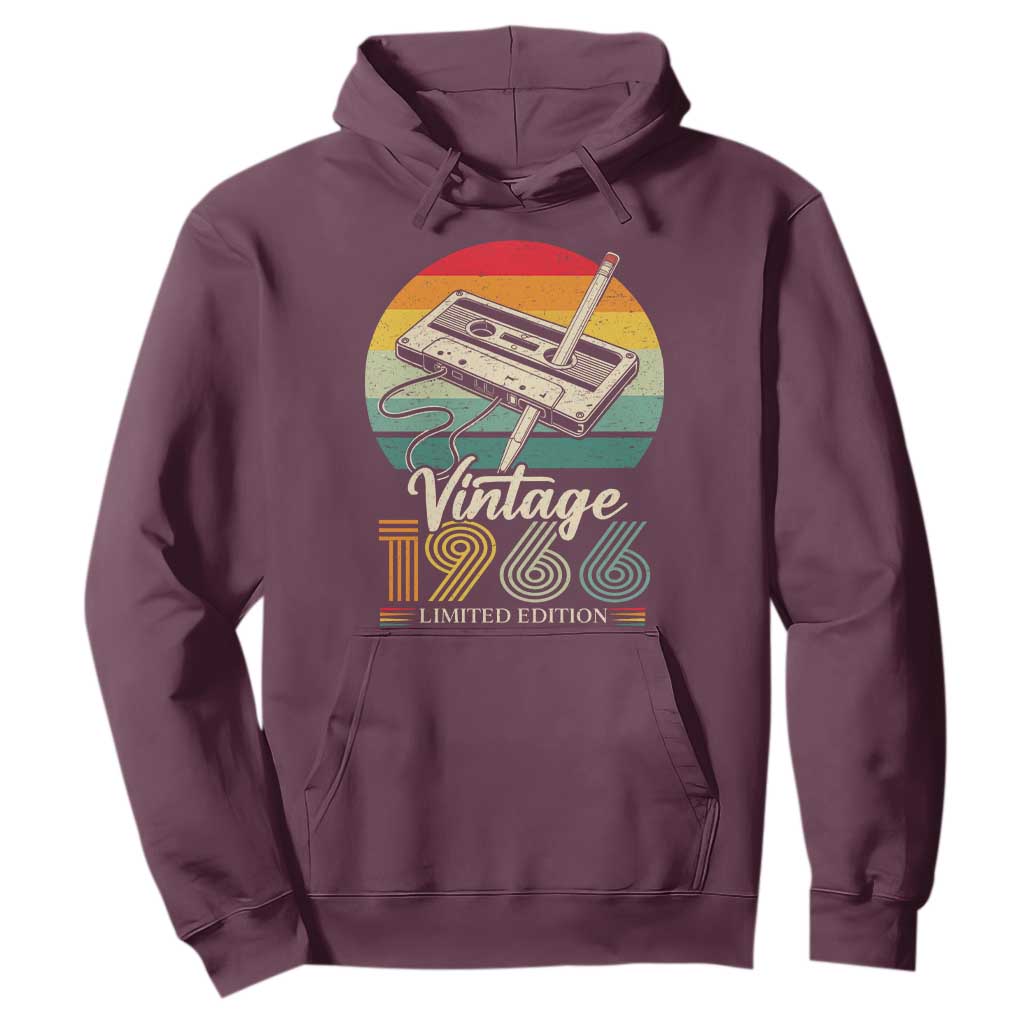 Vintage 1966 Hoodie 60th Birthday Turning 60 Year Old Gifts TS10 Maroon Print Your Wear