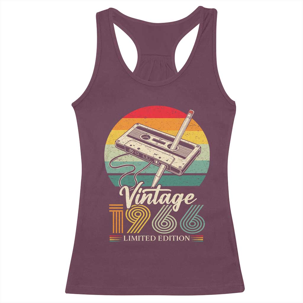 Vintage 1966 Racerback Tank Top 60th Birthday Turning 60 Year Old Gifts TS10 Maroon Print Your Wear