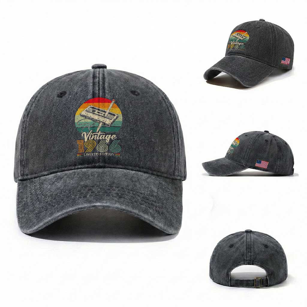 Vintage 1966 Washed Cotton Baseball Cap 60th Birthday Turning 60 Year Old Gifts TS10 Washed Cap Universal Fit Dark Gray Print Your Wear