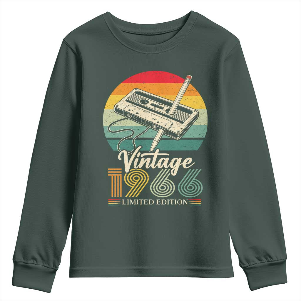 Vintage 1966 Youth Sweatshirt 60th Birthday Turning 60 Year Old Gifts TS10 Dark Forest Green Print Your Wear