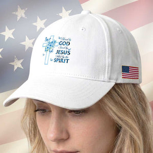 Christian Jesus Baseball Cap Blessed By God Saved By Jesus Blue Floral Cross Butterfly Art TS10 Print Your Wear