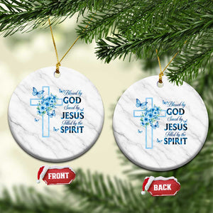 Christian Jesus Ceramic Ornament Blessed By God Saved By Jesus Blue Floral Cross Butterfly Art TS10 1pc White Marble Print Your Wear