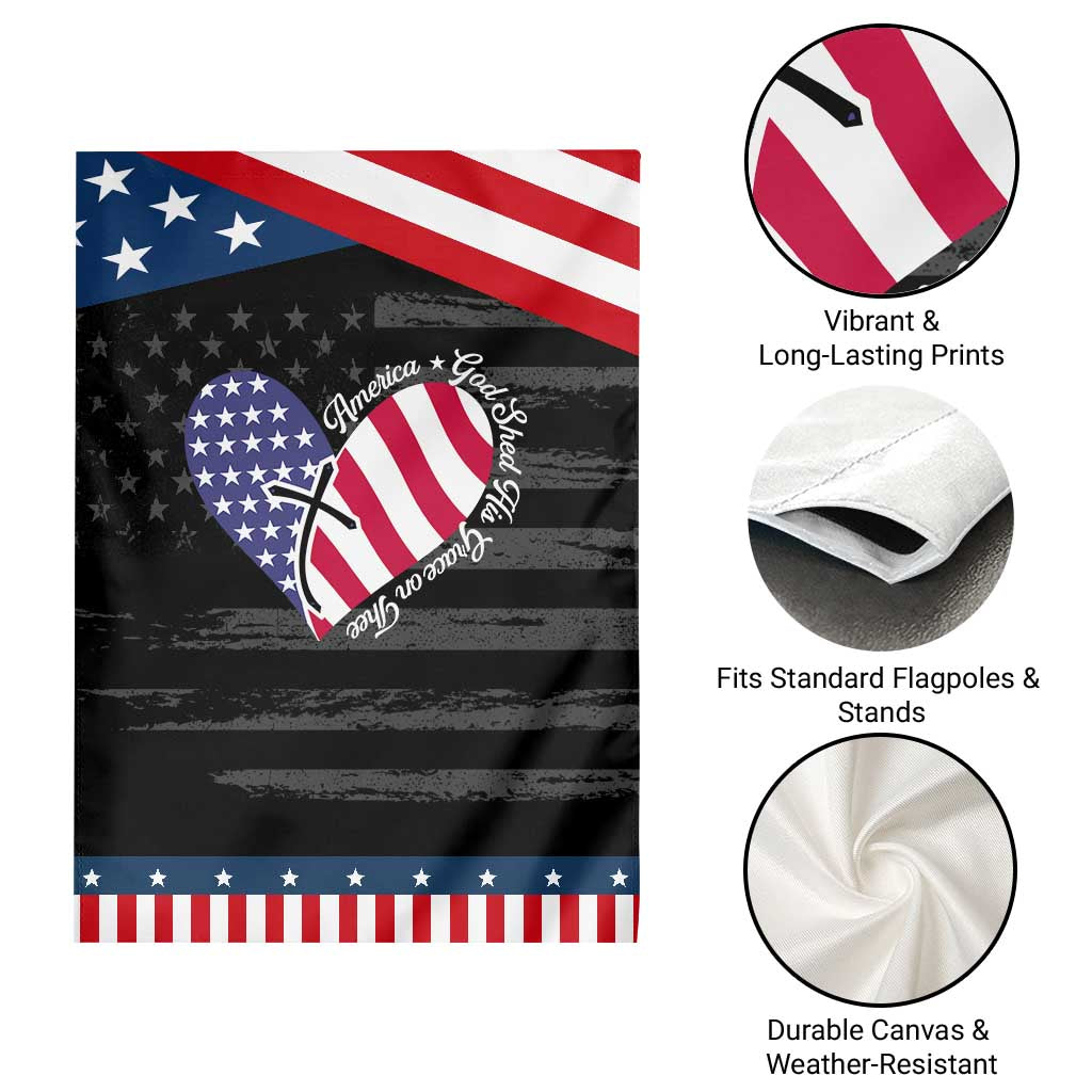 America God Shed His Grace on Thee 4th of July Garden Flag Patriotic American Flag Cross TS10 Print Your Wear