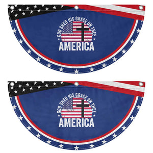 God Shed His Grace On Thee Patriotic Fan Flag Vintage Christian USA Flag Cross