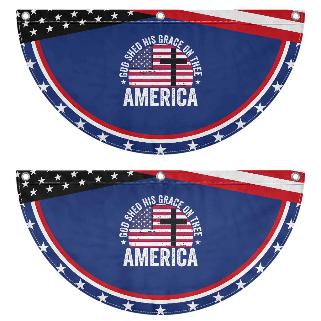 God Shed His Grace On Thee Patriotic Fan Flag Vintage Christian USA Flag Cross TS10 2pcs pack Classic Navy Print Your Wear