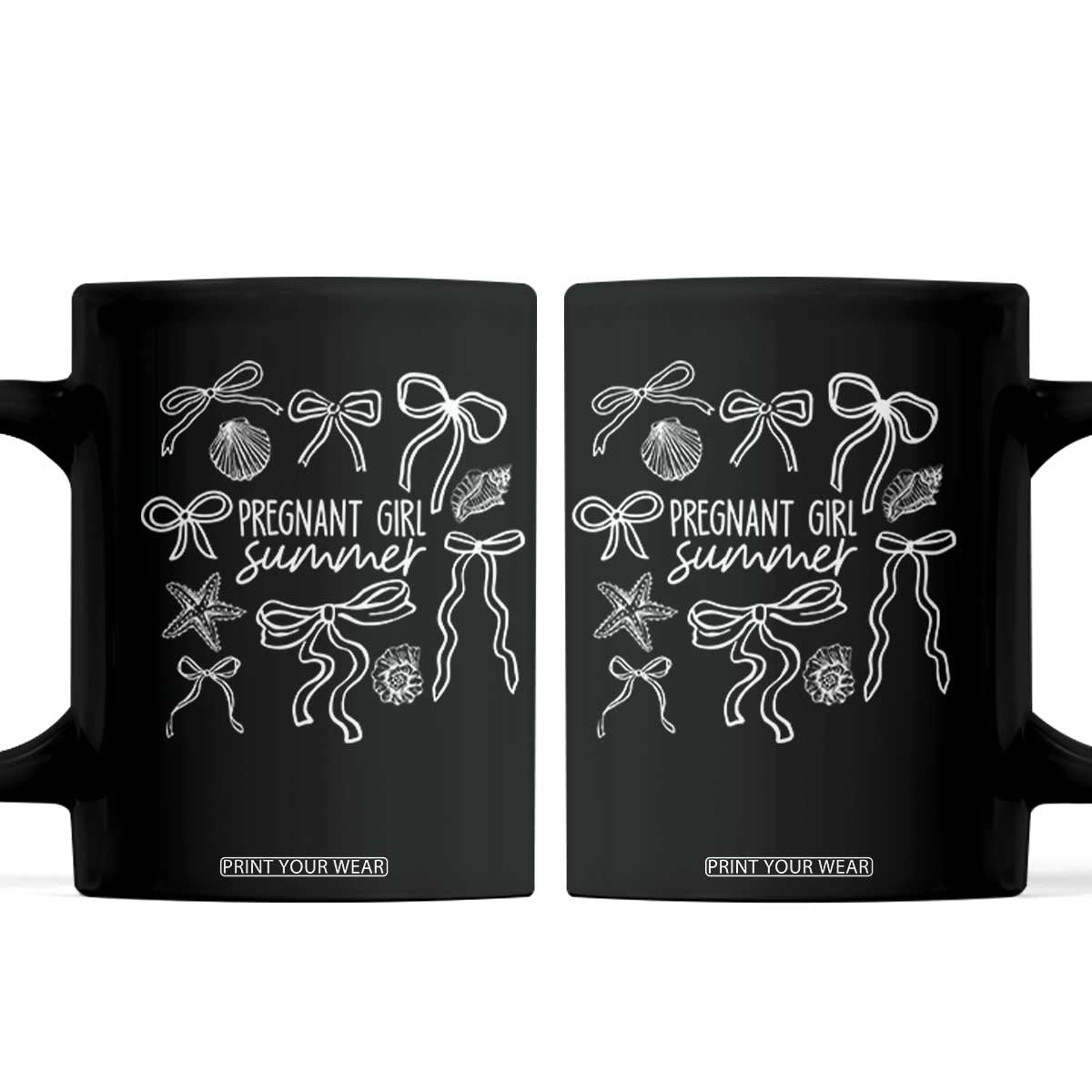 Pregnant Girl Summer Coffee Mug Beach Pregnancy Announcement Summer Baby Shower TS10 Black Print Your Wear