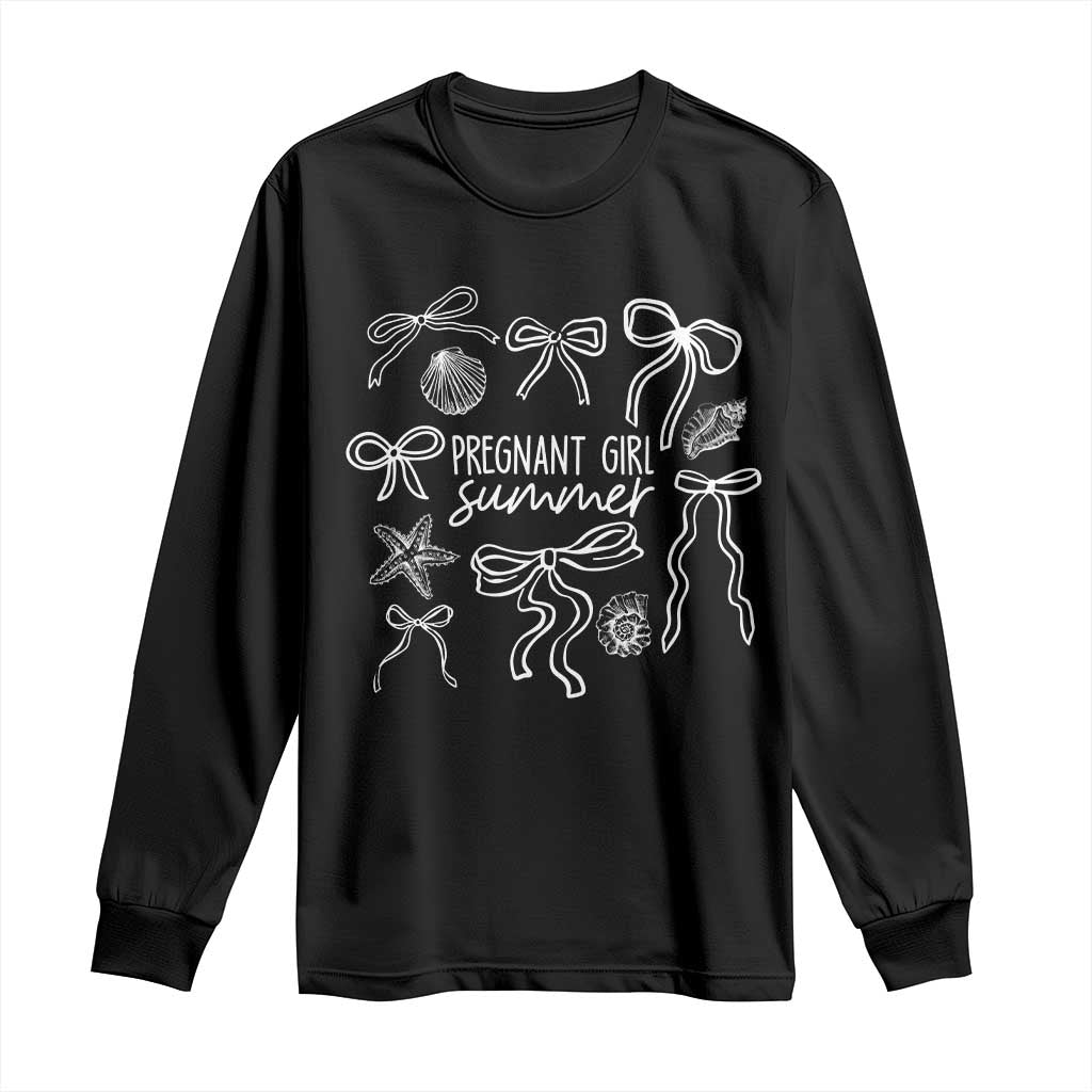 Pregnant Girl Summer Long Sleeve Shirt Beach Pregnancy Announcement Summer Baby Shower TS10 Black Print Your Wear
