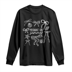 Pregnant Girl Summer Long Sleeve Shirt Beach Pregnancy Announcement Summer Baby Shower TS10 Black Print Your Wear