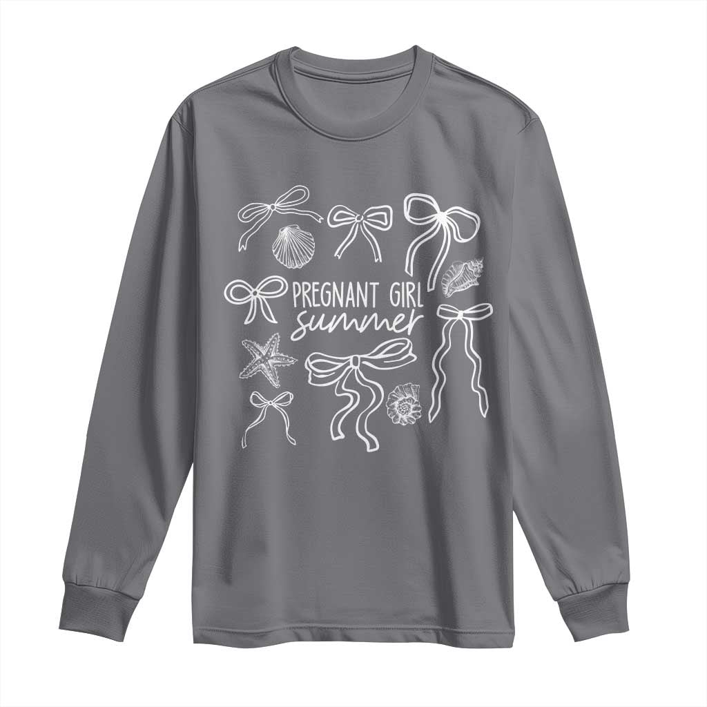 Pregnant Girl Summer Long Sleeve Shirt Beach Pregnancy Announcement Summer Baby Shower TS10 Charcoal Print Your Wear