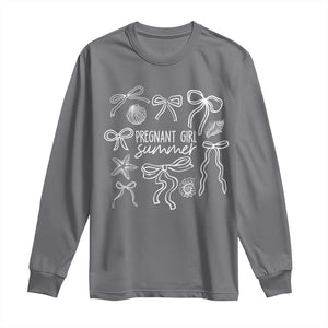 Pregnant Girl Summer Long Sleeve Shirt Beach Pregnancy Announcement Summer Baby Shower TS10 Charcoal Print Your Wear