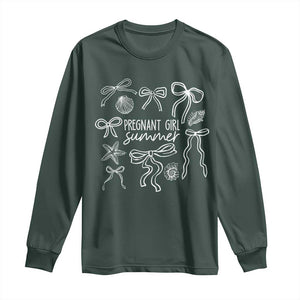 Pregnant Girl Summer Long Sleeve Shirt Beach Pregnancy Announcement Summer Baby Shower TS10 Dark Forest Green Print Your Wear