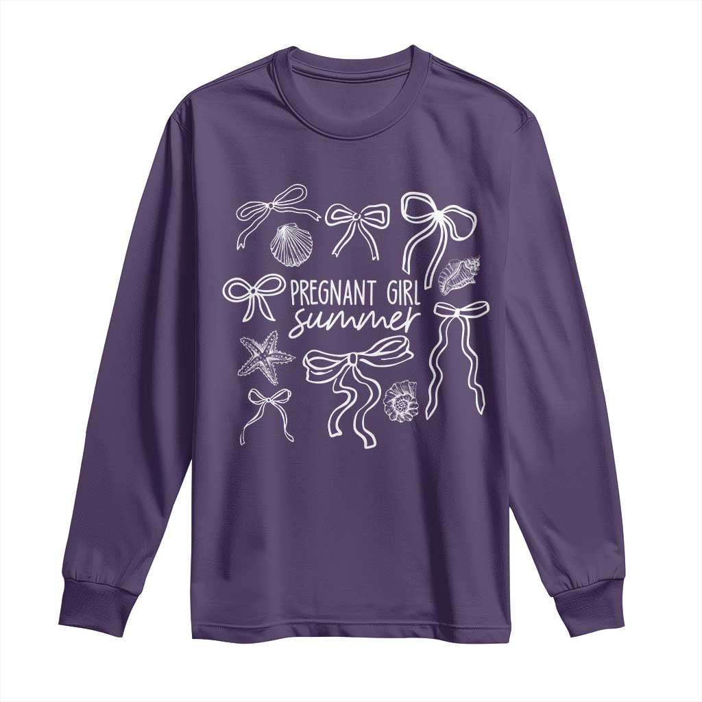 Pregnant Girl Summer Long Sleeve Shirt Beach Pregnancy Announcement Summer Baby Shower TS10 Purple Print Your Wear