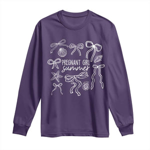 Pregnant Girl Summer Long Sleeve Shirt Beach Pregnancy Announcement Summer Baby Shower TS10 Purple Print Your Wear
